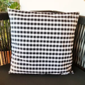 Capa de almofada xadrez preto e branco 45X45cm